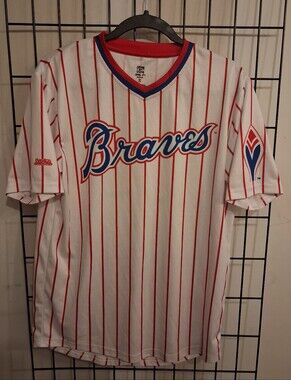 Stitches MLB Cooperstown Atlanta Braves Pinstripe Jersey